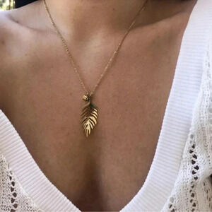 Palm Leaf Necklace Summer Beach Gold Boho 18k Gold